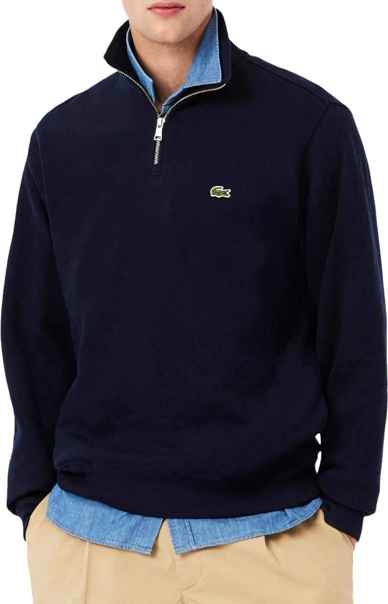 Lacoste Sweater Rib Interlock Half Zip Dark Navy Navy