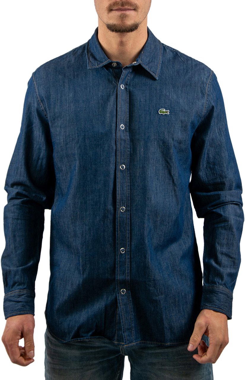 Lacoste L/S Woven Denim Shirt Blauw