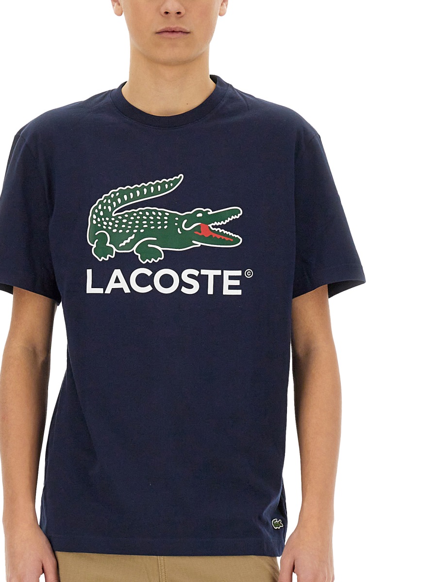 Lacoste COTTON T-SHIRT WITH PRINT Blauw