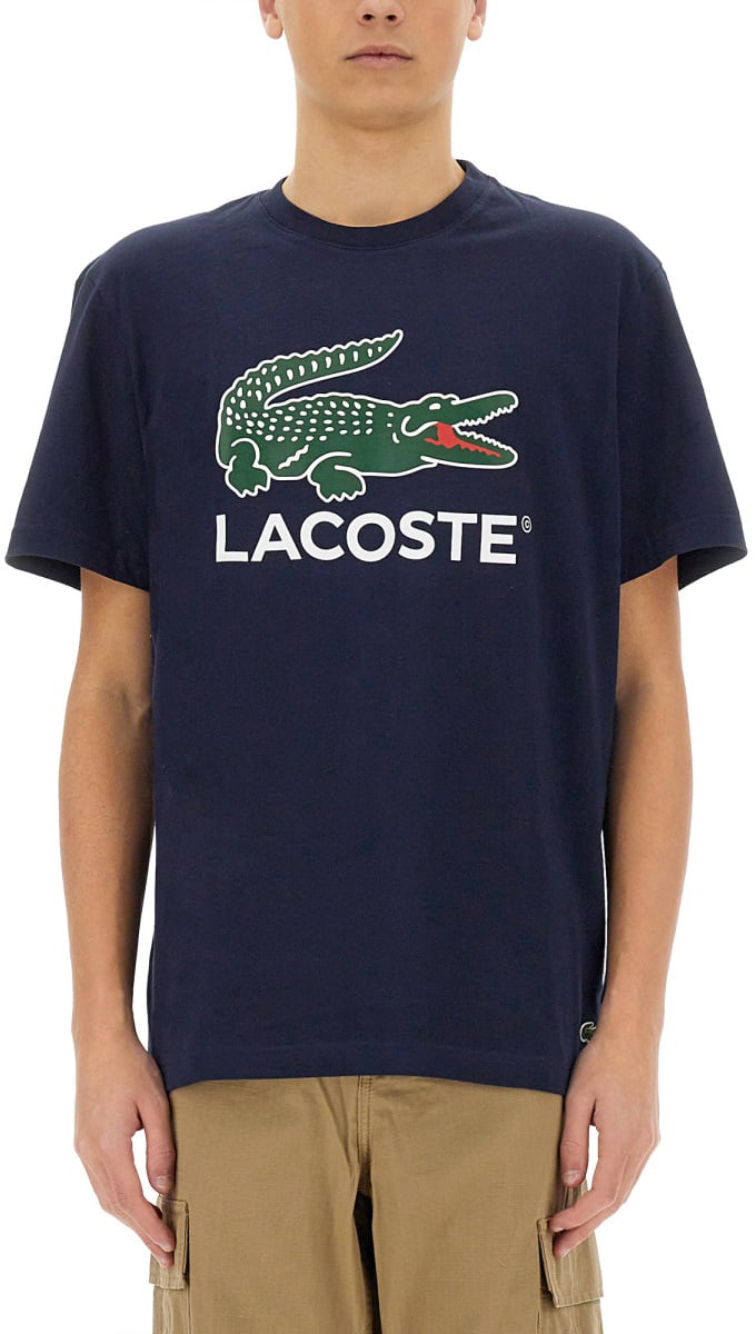 Lacoste COTTON T-SHIRT WITH PRINT Blauw