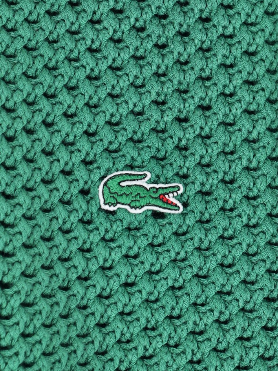 Lacoste Green Knitted Multicolor Stripe Polo Shirt Groen