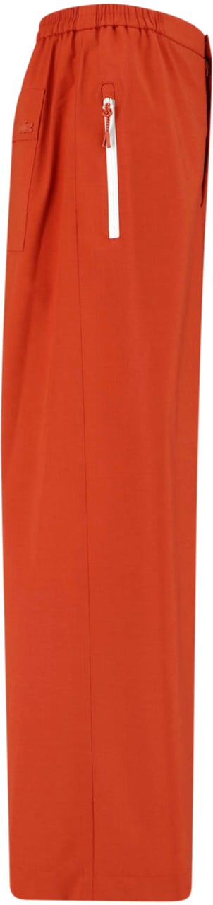 Lacoste Orange Wide-Leg Taffeta Elastic Trousers Oranje