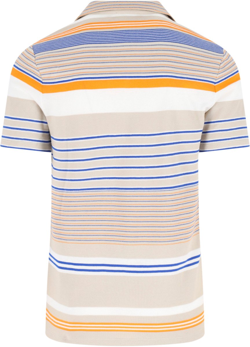 Lacoste Beige Piqué Cotton Multicolor Stripe Polo Neutraal