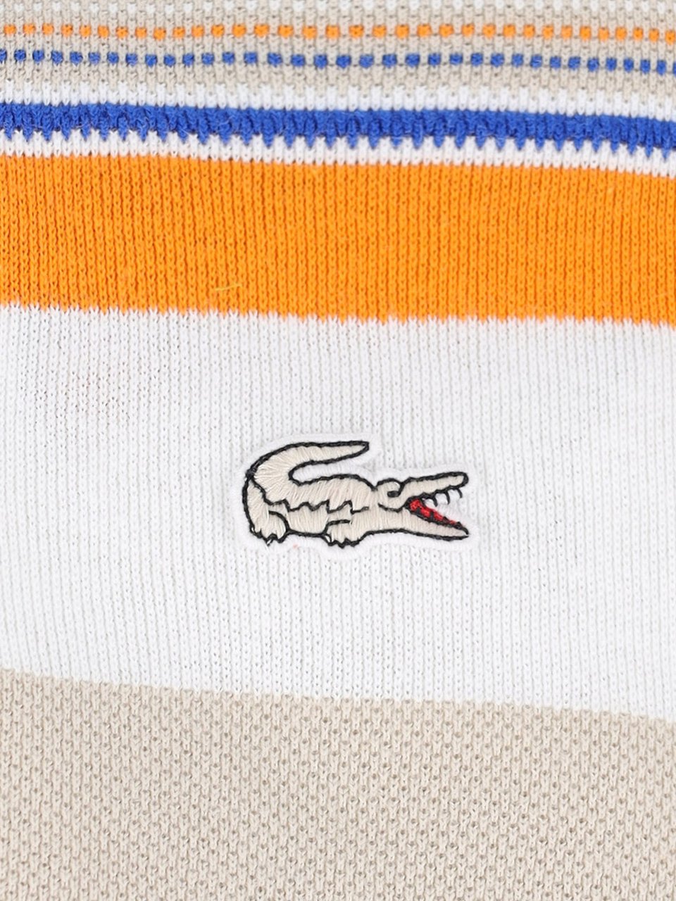 Lacoste Beige Piqué Cotton Multicolor Stripe Polo Neutraal