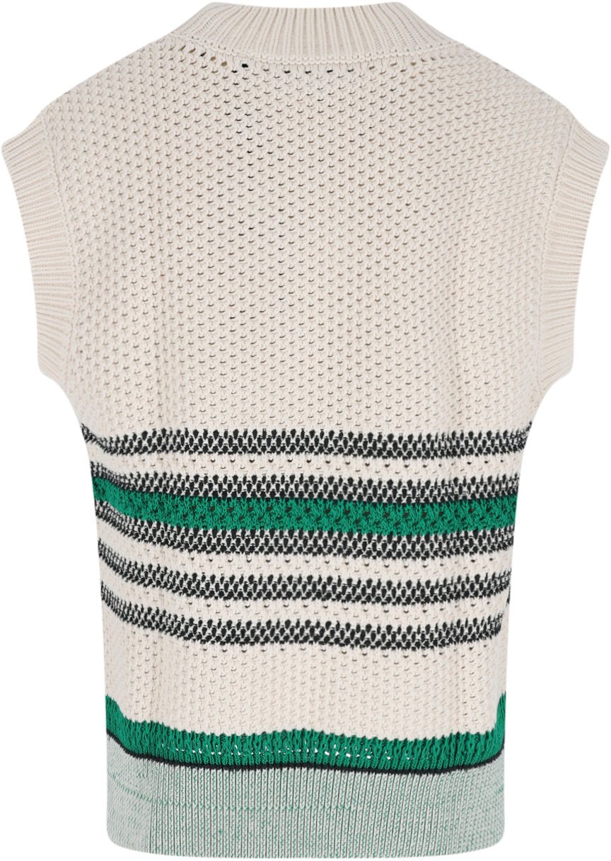 Lacoste Multicolor Striped Piquet Cotton Blend Vest Wit