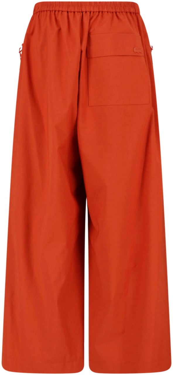 Lacoste Orange Wide-Leg Taffeta Elastic Trousers Oranje