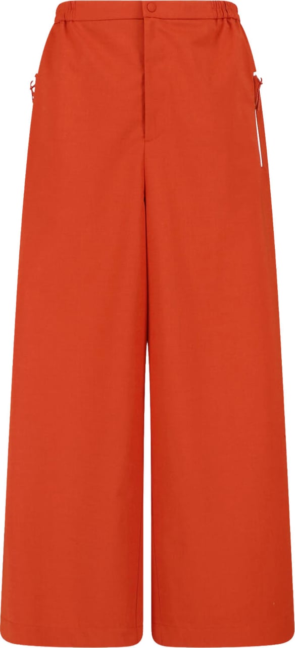 Lacoste Orange Wide-Leg Taffeta Elastic Trousers Oranje
