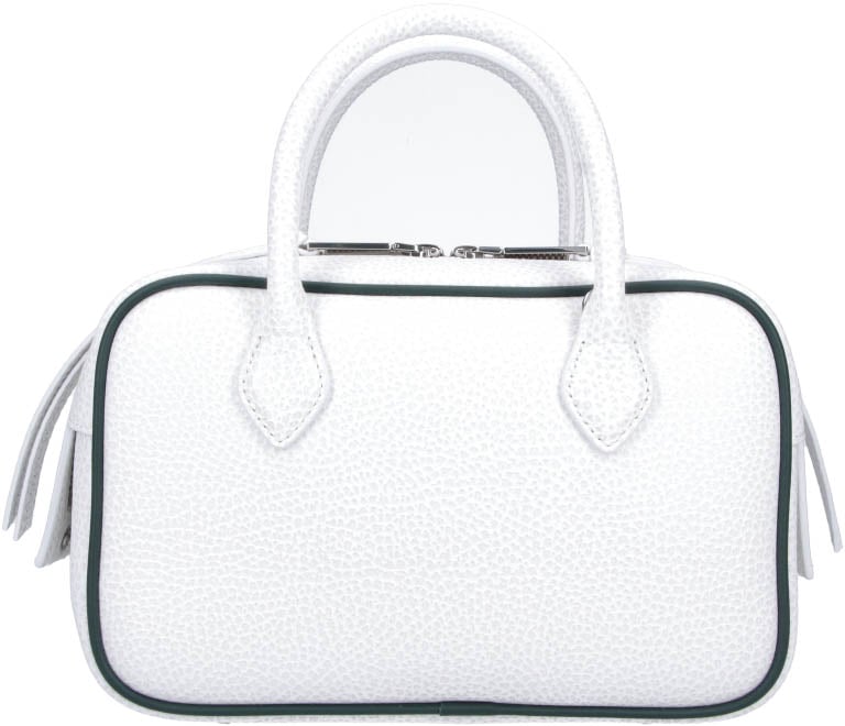 Lacoste White Rectangular Textured Leather Logo Bag Wit