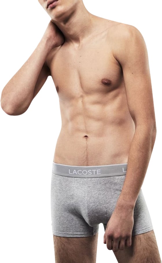 Lacoste Katoen Stretch Trunk Wit/grijs/zwart  ( STUKS) Zwart