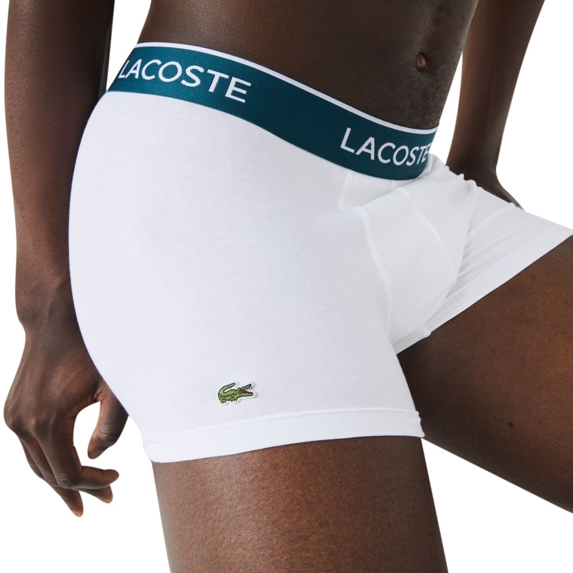 Lacoste Katoen Stretch Trunk Wit/grijs/zwart  ( STUKS) Zwart