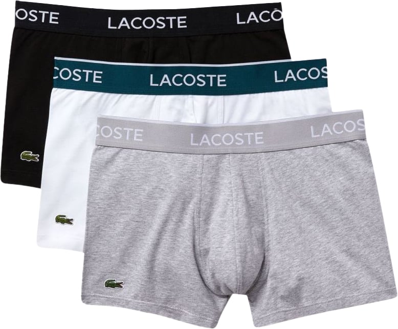 Lacoste Katoen Stretch Trunk Wit/grijs/zwart  ( STUKS) Zwart