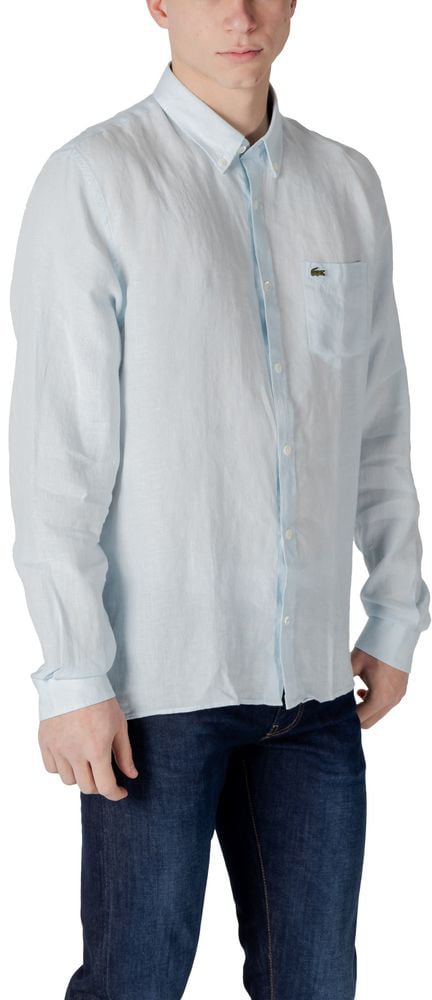 Lacoste Lacoste Blue Linen Shirt Blauw