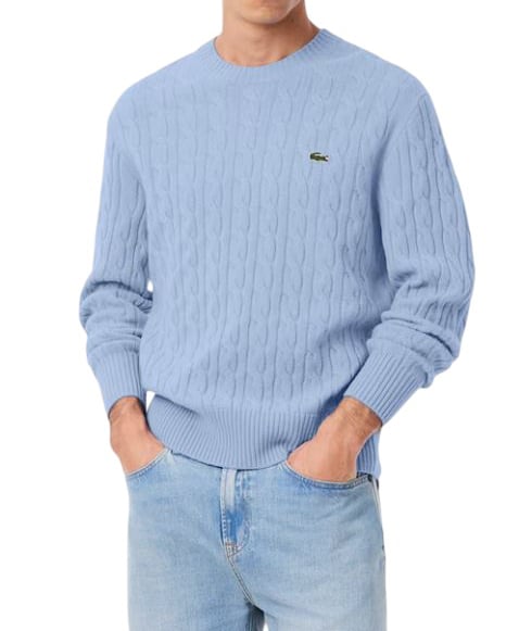 Lacoste Crew-neck Braided Sweater Blauw