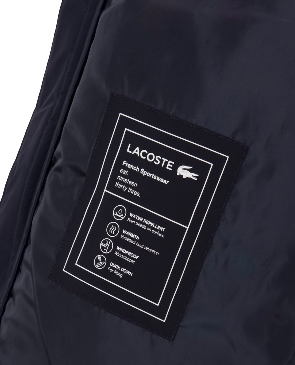 Lacoste Waterafstotend Donsjack met Capuchon (rits) Navy Navy