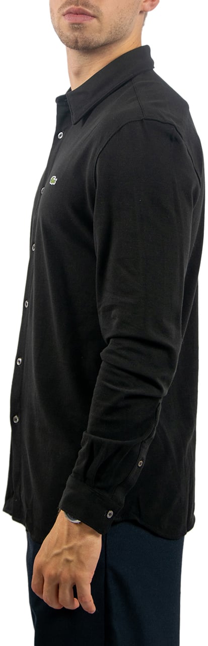 Lacoste L/S Woven Pique Shirt Zwart