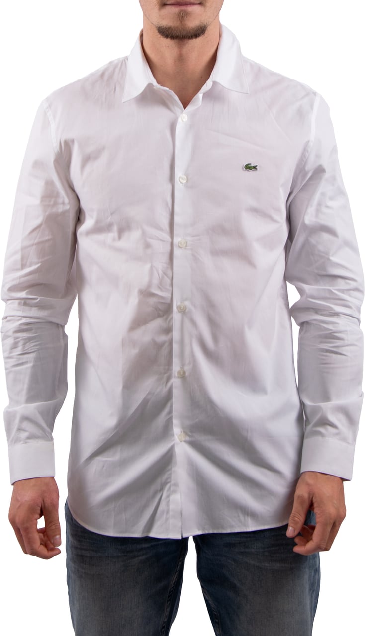 Lacoste L/S Woven Slim Fit Overhemd Wit