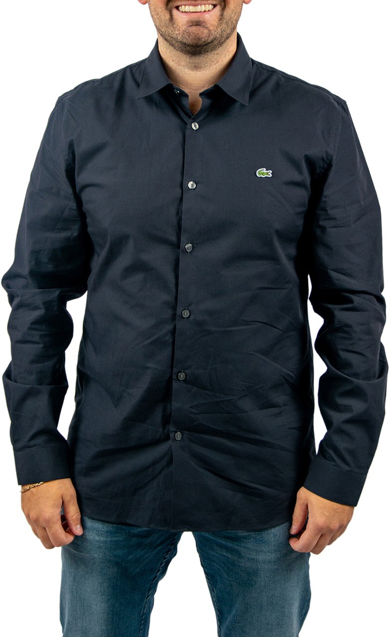 Lacoste L/S Woven Slim Fit Overhemd Blauw
