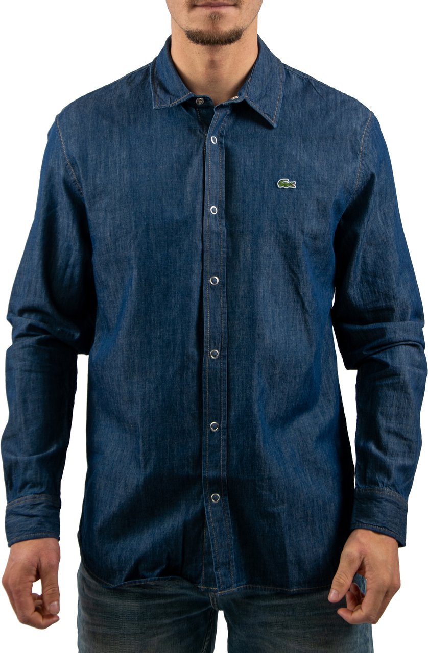 Lacoste L/S Woven Denim Shirt Blauw