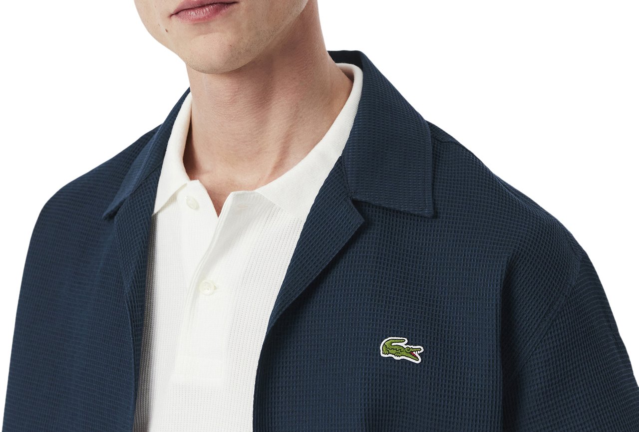 Lacoste S/S Woven Shirt Falcon/Navy Blauw