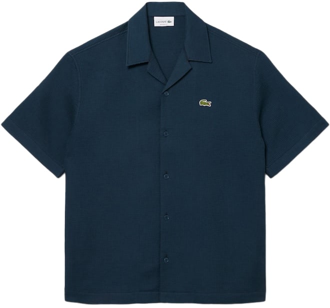 Lacoste S/S Woven Shirt Falcon/Navy Blauw