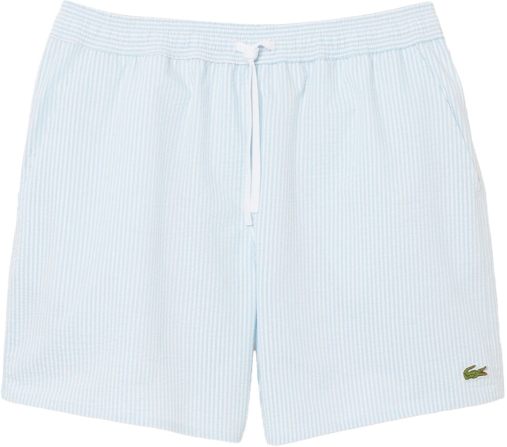 Lacoste Zwembroek Streep Wit-Licht Blauw Blauw
