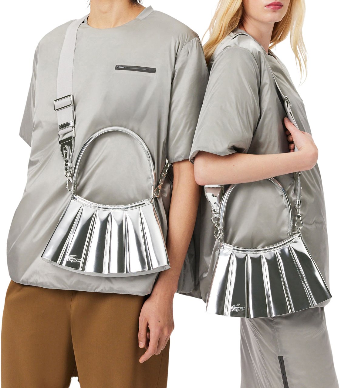 Lacoste Fashion Show S Lenglen Bag Silver Mirror Zilver