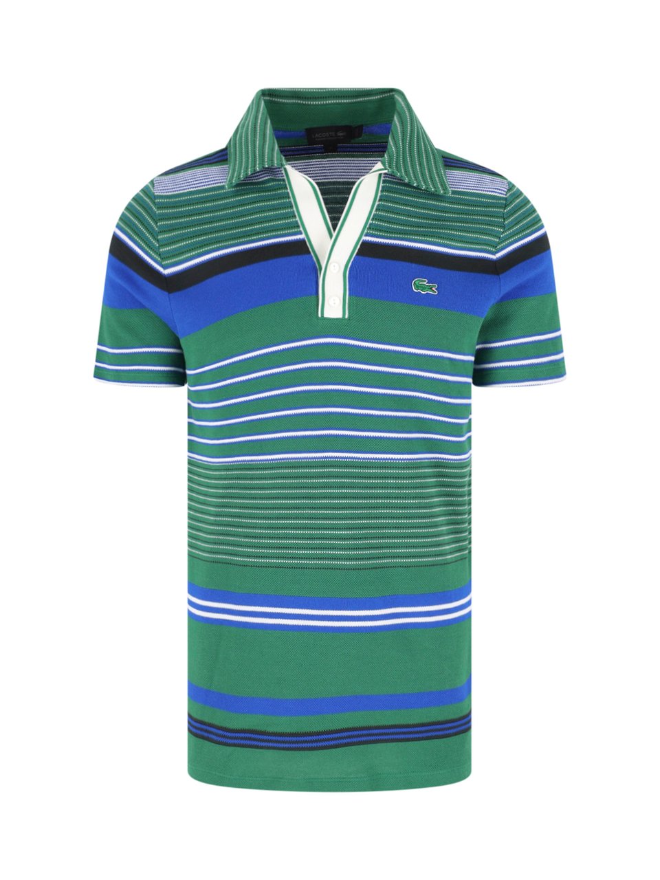 Lacoste Green Piqué Cotton Bold Stripe Polo Groen