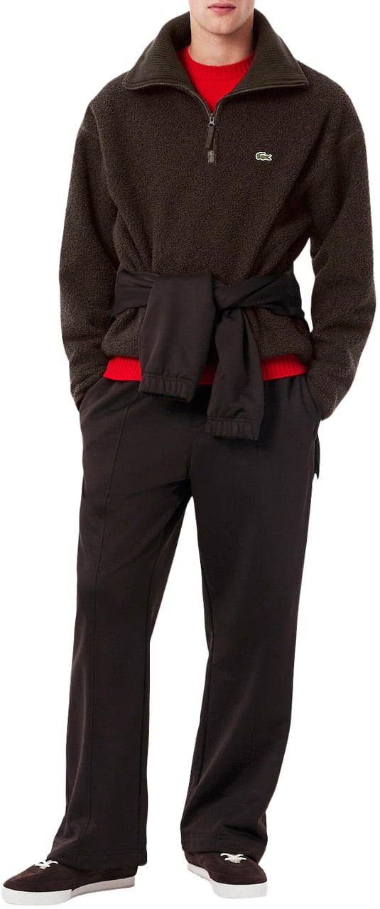 Lacoste Polar Fleece Sweatshirt met Hoge Rits Oversized Bruin Teddy Divers