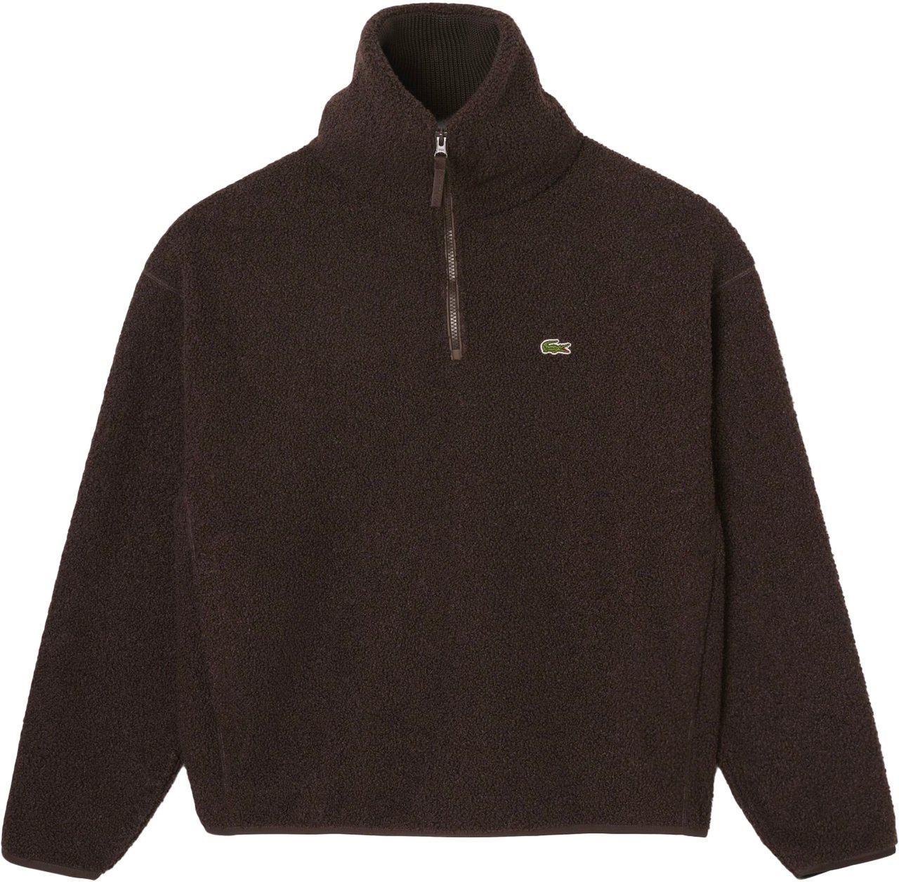 Lacoste Polar Fleece Sweatshirt met Hoge Rits Oversized Bruin Teddy Divers