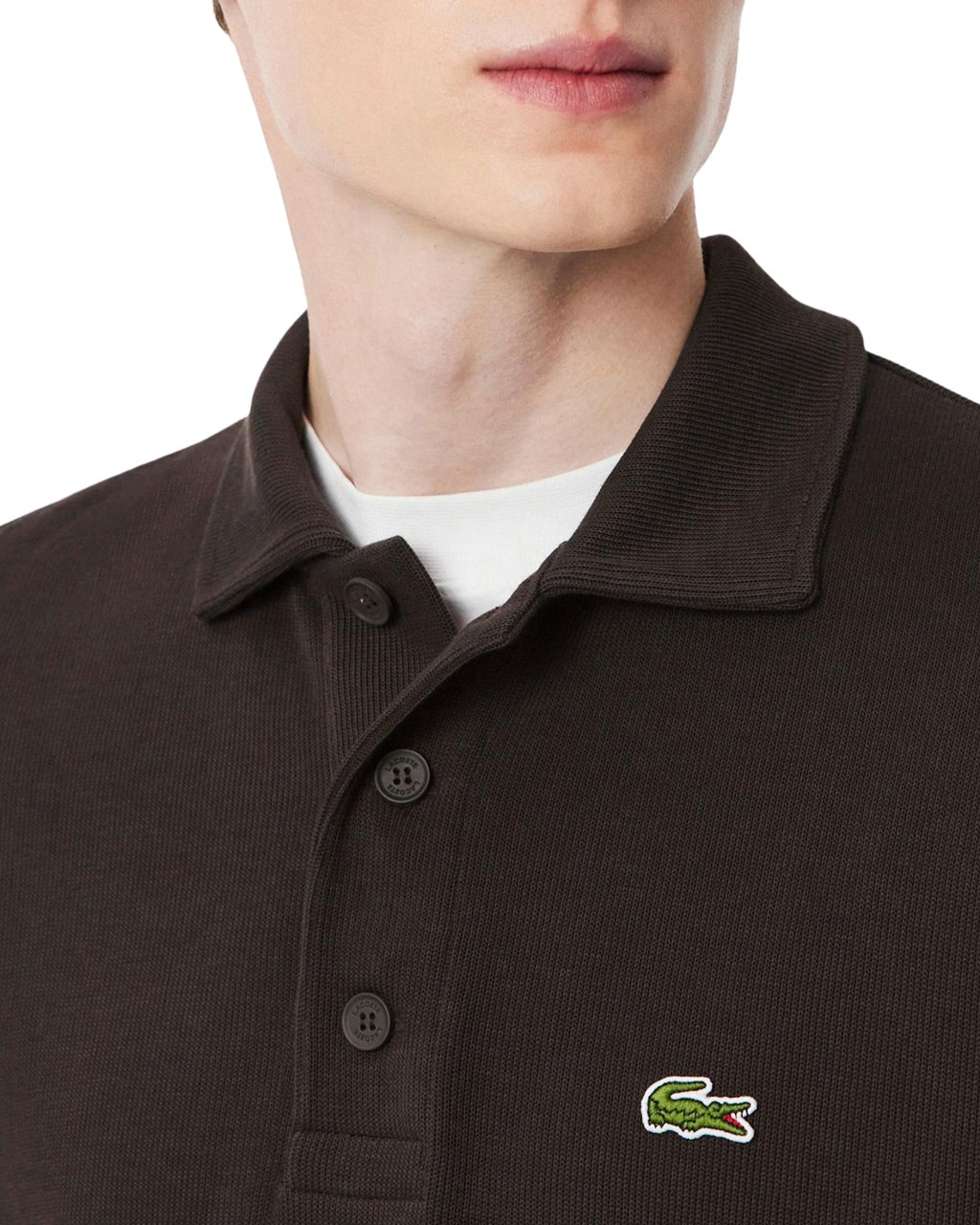 Lacoste Regular fit Polo Lange Mouw Puur katoen Marron Brown Divers