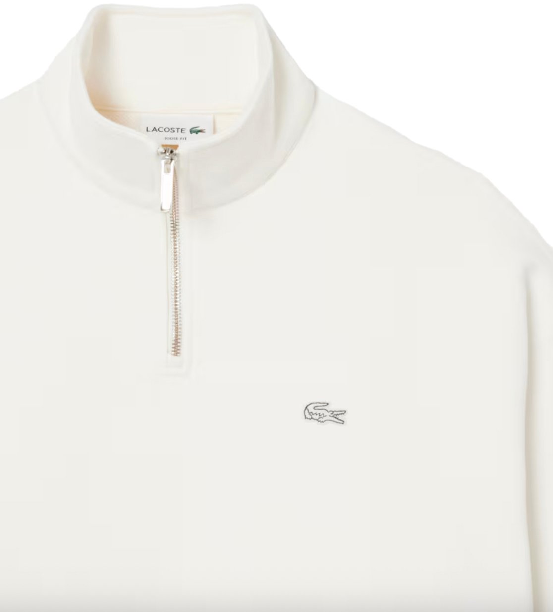 Lacoste Uni - Loose Fit Trui met Rits Flour Wit Wit