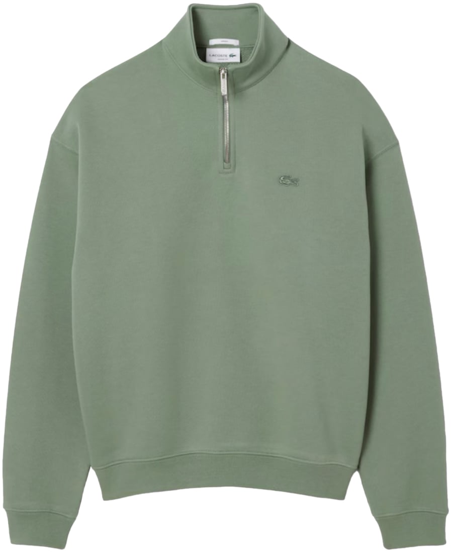 Lacoste Uni - Loose Fit Trui met Rits Thyme Groen Groen