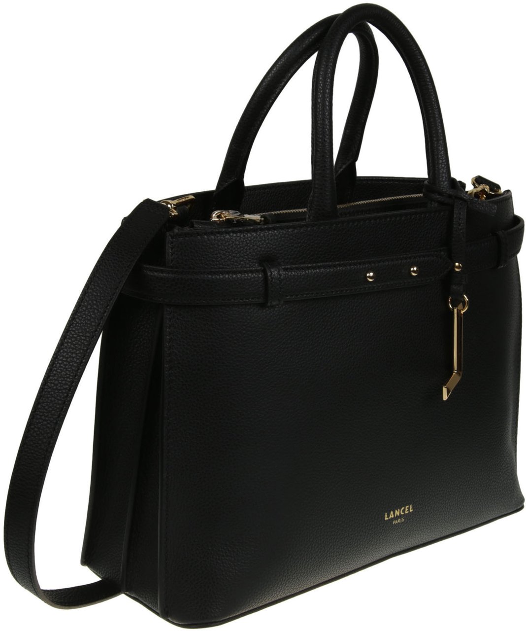 Lancel Faubour Medium Zip Carryall Bag Black Zwart