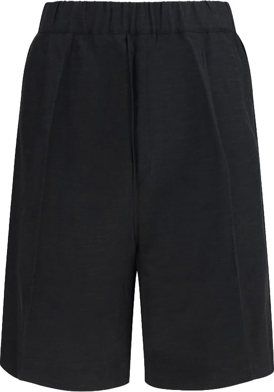 Laneus Black Viscose Bermuda Shorts Zwart