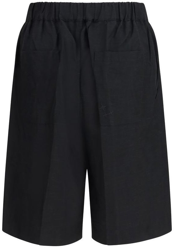 Laneus Black Viscose Bermuda Shorts Zwart