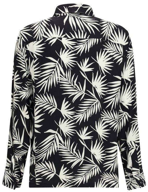 Laneus Black Viscose Pattern Shirt Zwart