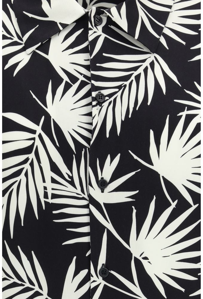 Laneus Black Viscose Pattern Shirt Zwart