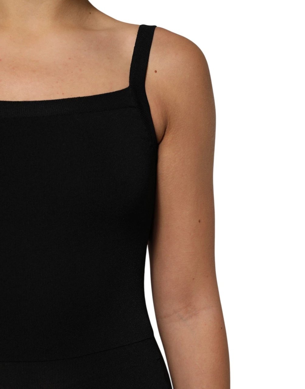 Laneus Black Square Neck Bodycon Ruched Mini Dress Zwart