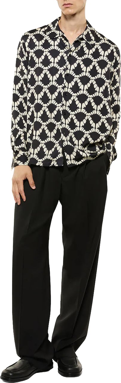 Laneus Camicia Boxy Aop Nera Zwart
