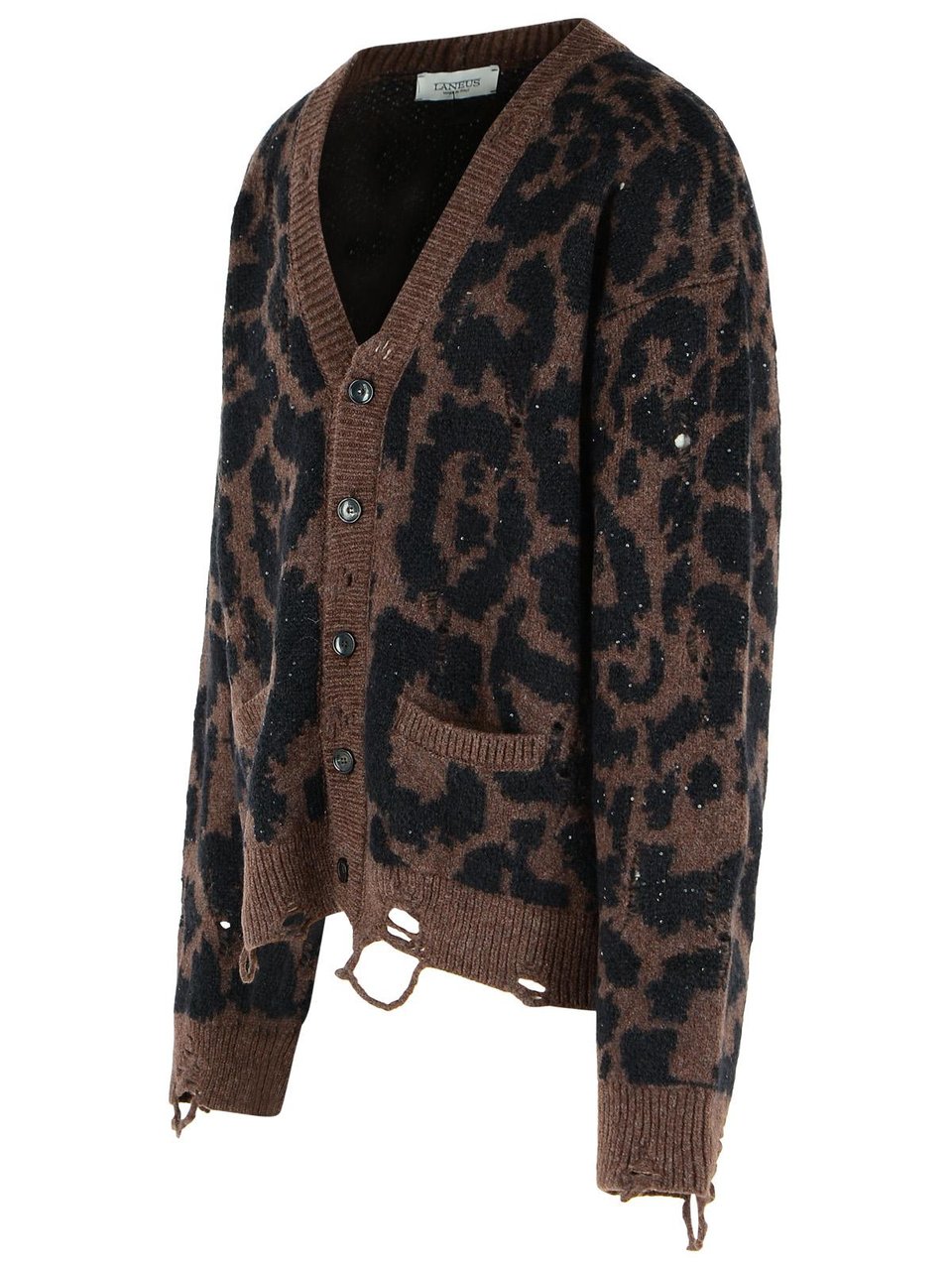 Laneus Leopard Jacquard' Cardigan Zwart