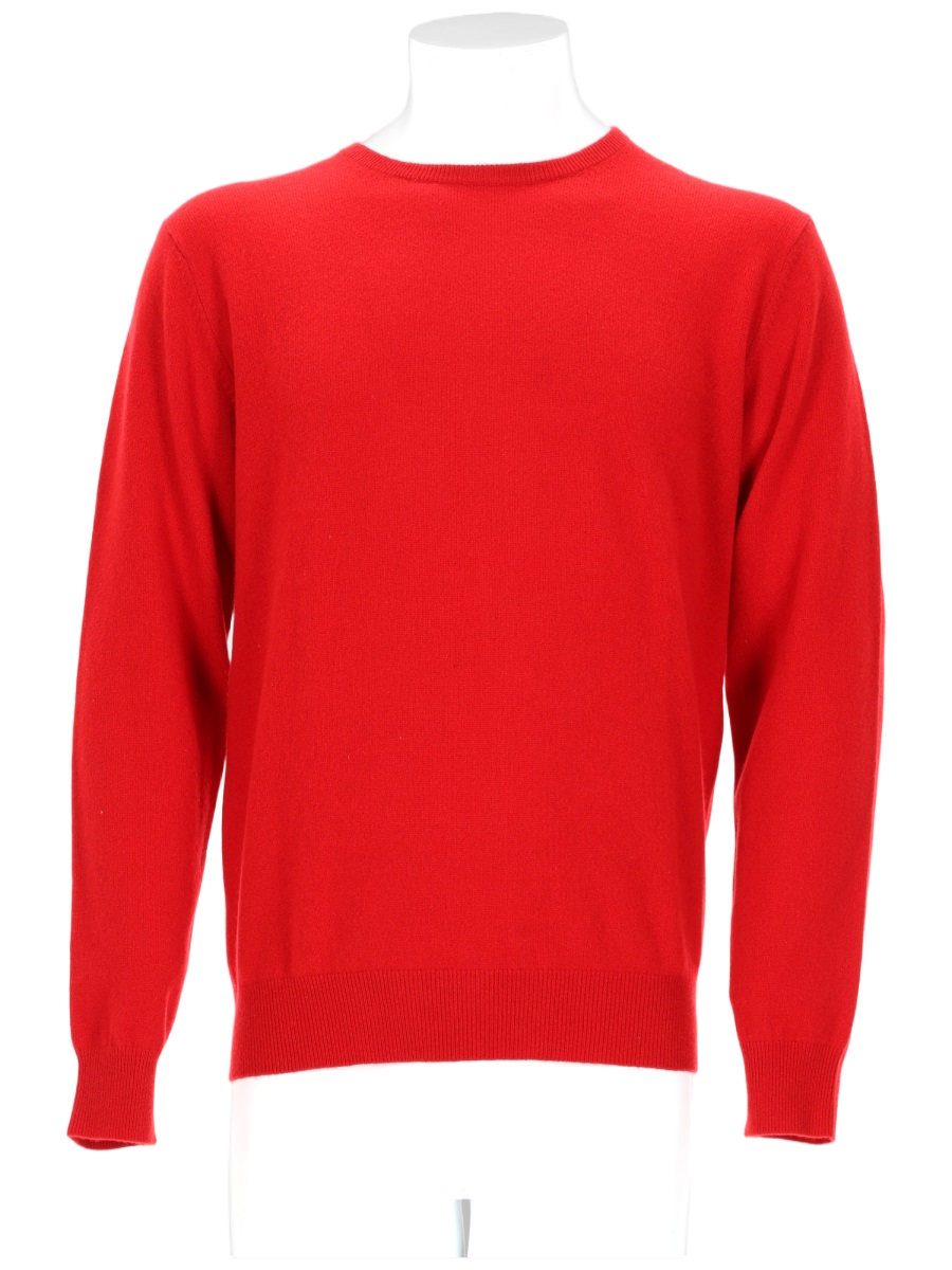 Laneus Crew Neck Sweater with Ribbed Details and Vibrant Hue Rood