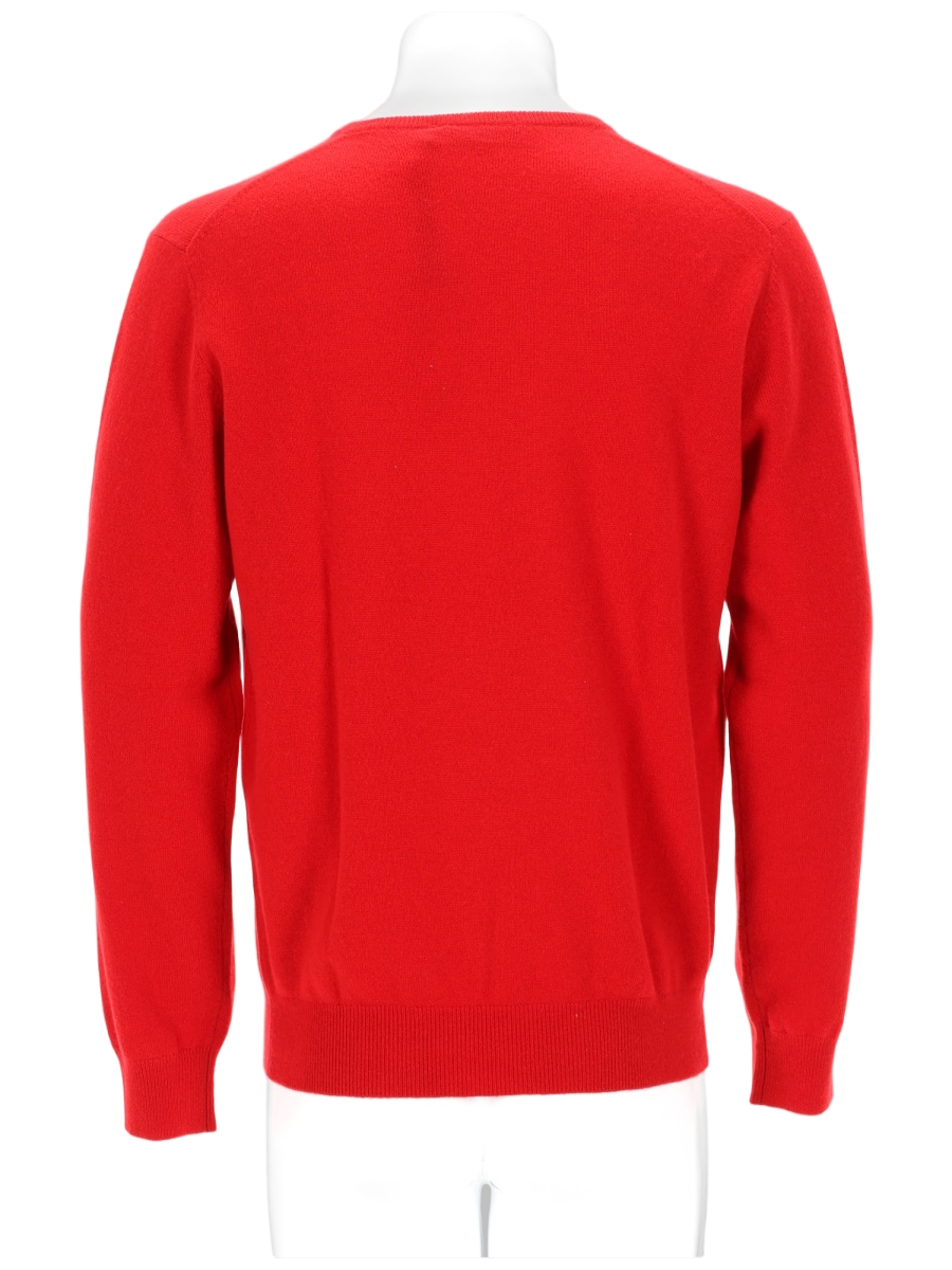 Laneus Crew Neck Sweater with Ribbed Details and Vibrant Hue Rood