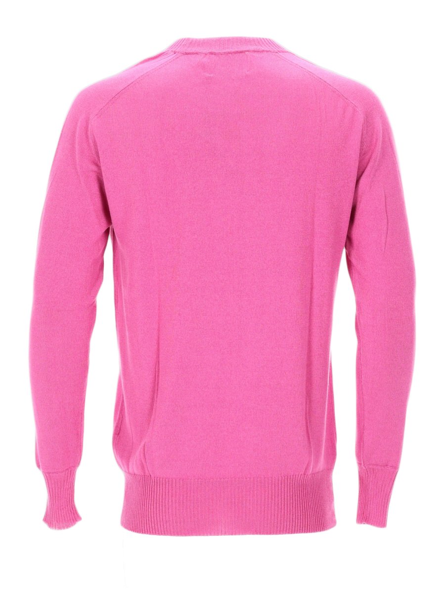 Laneus Crew Neck Long-Sleeve Pullover Sweater In Bright Pink Roze