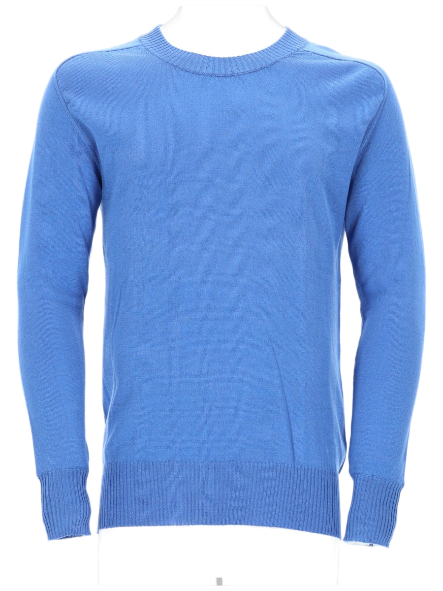 Laneus Blue Cotton Viscose Knit Sweater Blauw