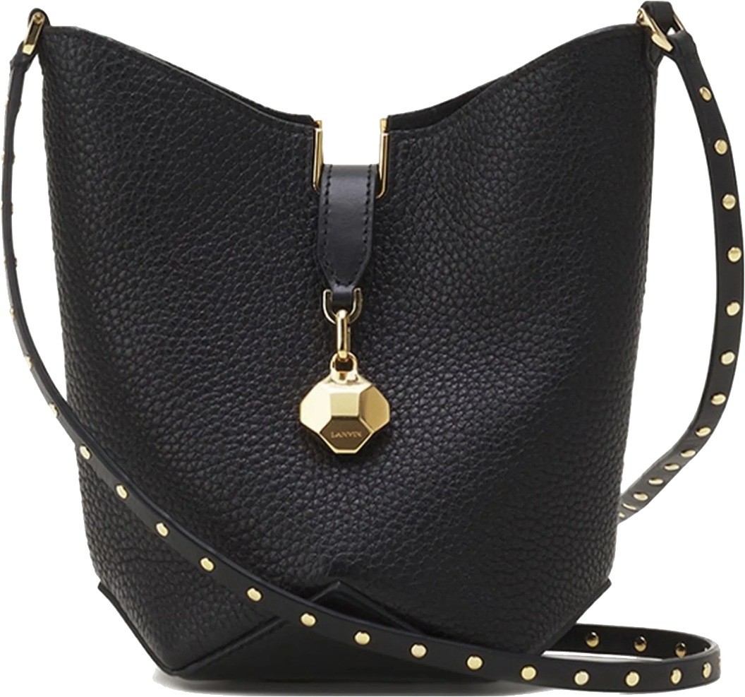 Lanvin Catch Nano Leather Bucket Bag Zwart