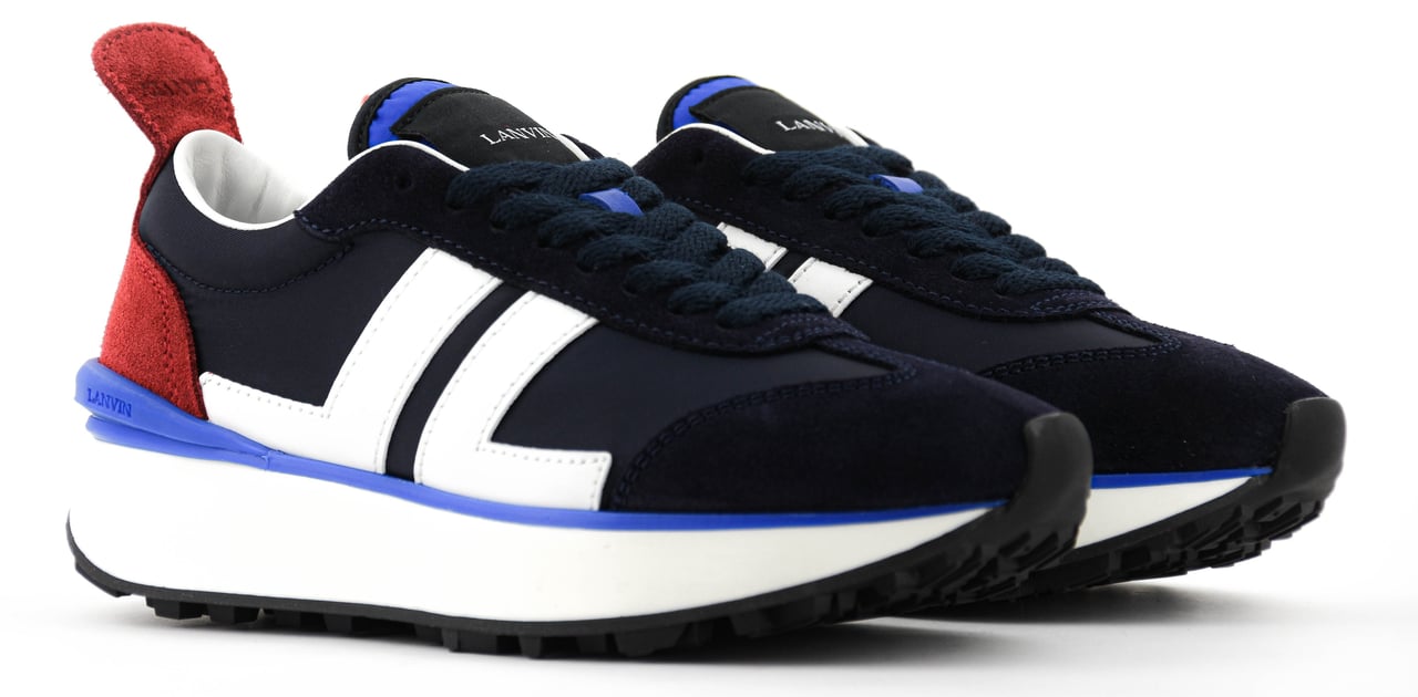 Lanvin Bumpr Sneaker White Black Navy Blauw