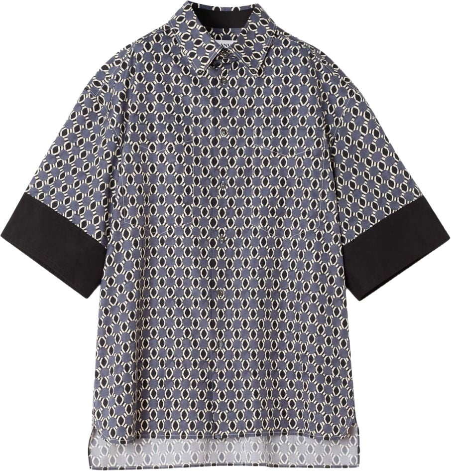 Lanvin Geometric Print Short-Sleeved Shirt with Cuff Detail Grijs