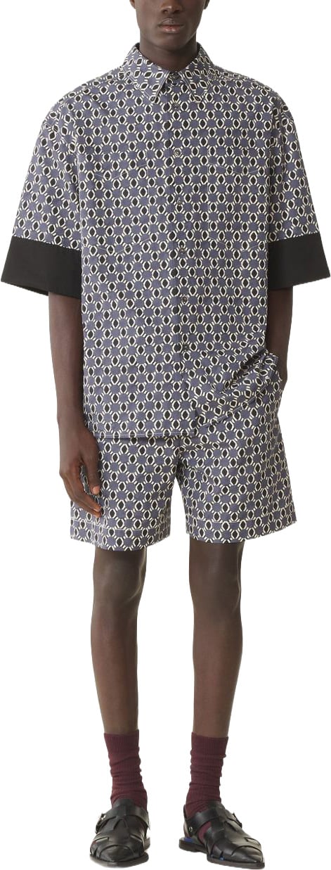 Lanvin Geometric Print Short-Sleeved Shirt with Cuff Detail Grijs