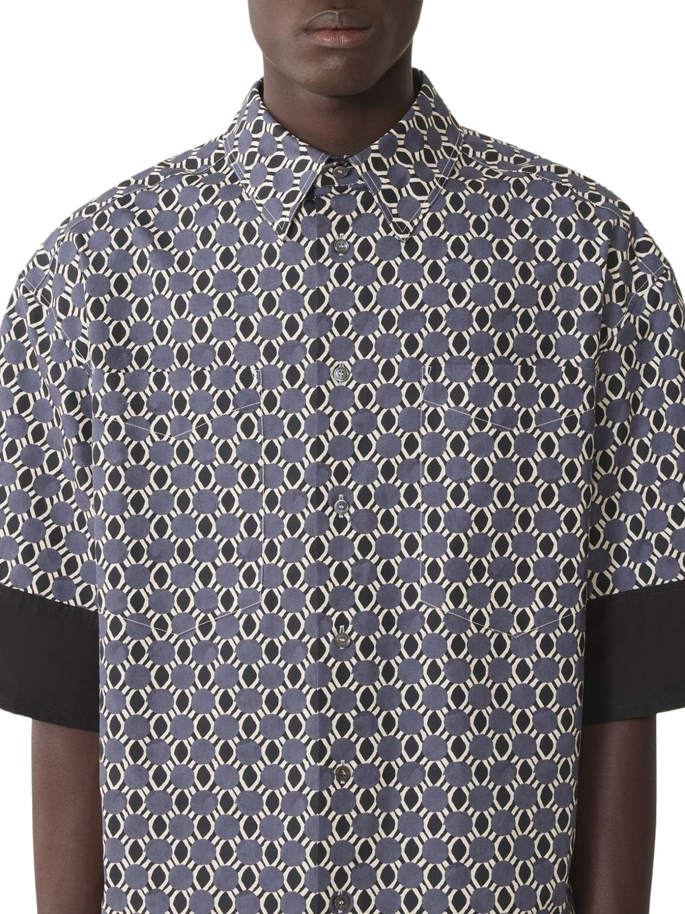 Lanvin Geometric Print Short-Sleeved Shirt with Cuff Detail Grijs