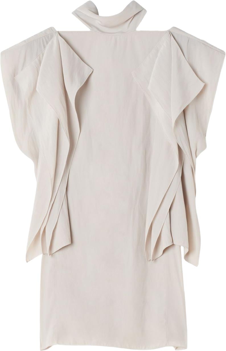 Lanvin Off-White High-Neck Ruffled Sleeveless Top Wit